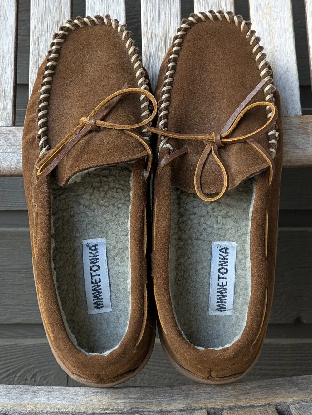 Minnetonka Men's Mankato Trapper II Slipper Brown Suede Fleece Lined Size 13M